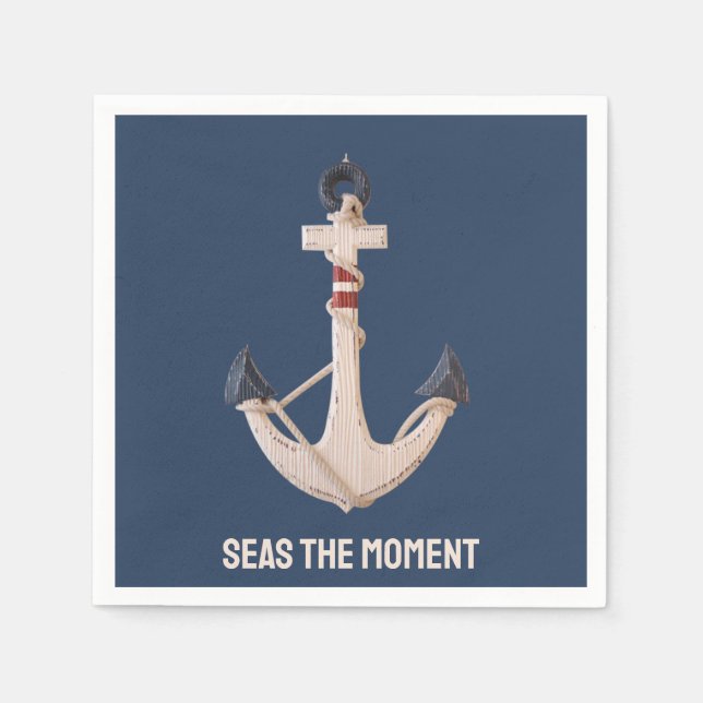 Nautical Anchor With Boat Name Napkins (Front)
