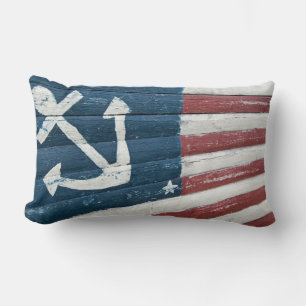 nautical anchor with flag design lumbar pillow