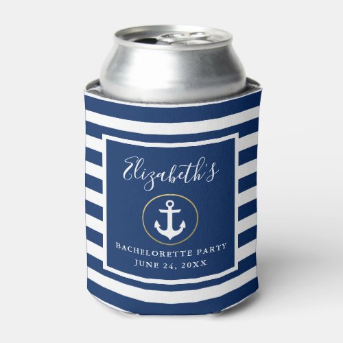 Nautical Anchor with Gold Ring Bachelorette Party Can Cooler