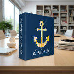 Nautical Anchor with Navy Yellow Chevron Pattern<br><div class="desc">Trendy and Preppy Patterns - A classic and elegant design with chevrons and an area to add your name or monogram.</div>