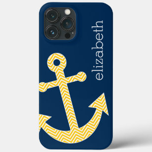 Custom Anchor iPhone 14 Case Nautical Navy Stripe -  Norway