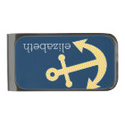 Nautical Anchor with Navy Yellow Chevron Pattern