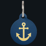 Nautical Anchor with Navy Yellow Chevron Pattern Pet Name Tag<br><div class="desc">Trendy and Preppy Patterns - A classic and elegant design with chevrons and an area to add your name or monogram.</div>