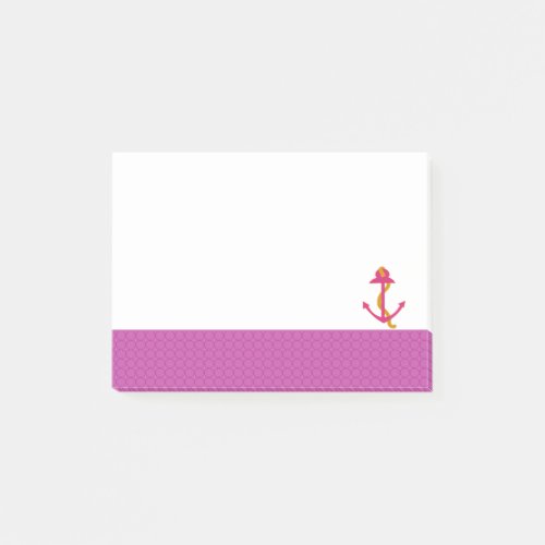 Nautical Anchor with Pink Border Post_it Notes