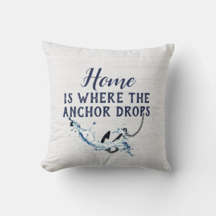 Nautical Anchor With Quote On Wood Throw Pillow