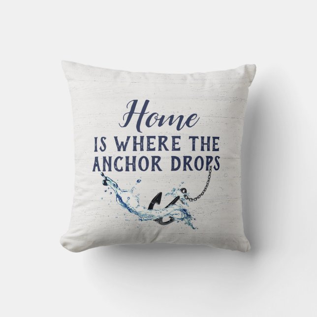 Nautical Anchor With Quote On Wood  Throw Pillow (Front)