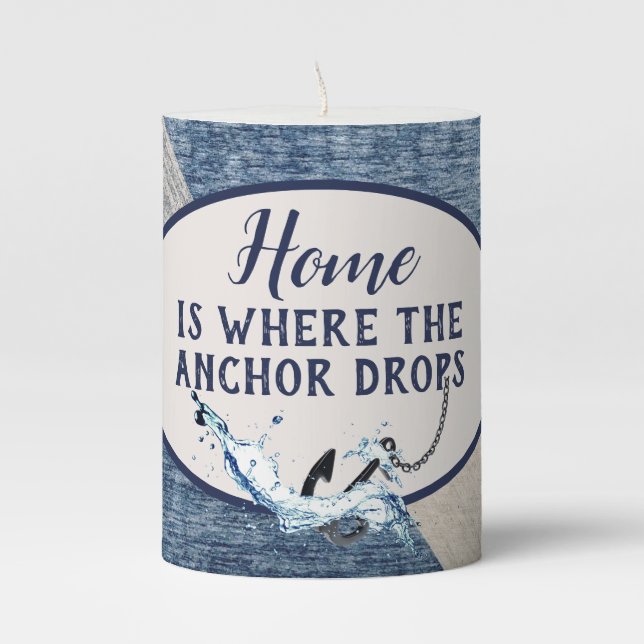 Nautical Anchor With Quote   Pillar Candle (Front)