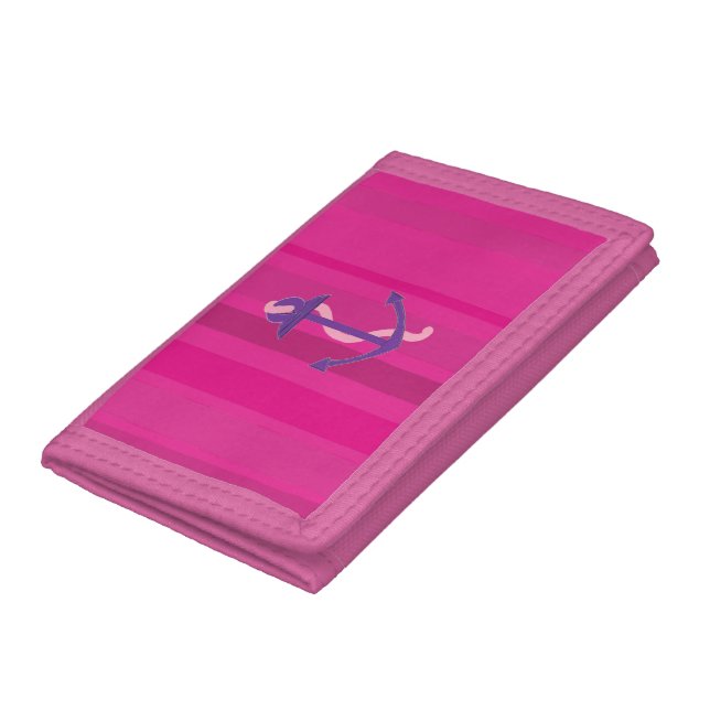 Nautical Anchor with Stripes Trifold Wallet (Bottom)