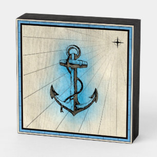 Nautical Anchor Wooden Box Sign
