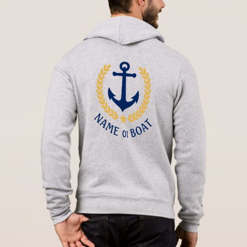 Nautical Anchor Your Boat Name Gold Laurel Star Hoodie