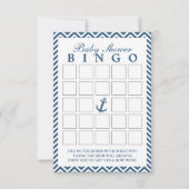 Nautical Anchor Zigzag Baby Shower Bingo Cards (Front)