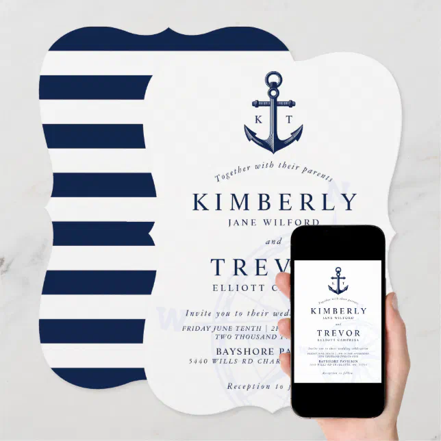 Nautical Anchored Love Wedding Invite | Zazzle