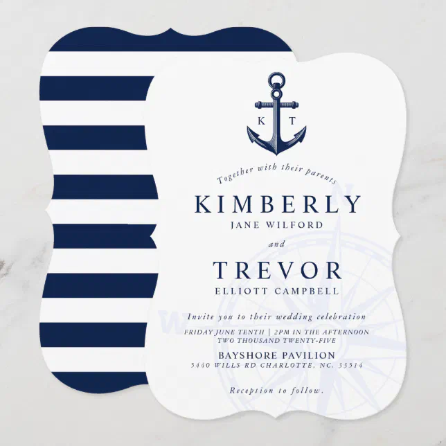 Nautical Anchored Love Wedding Invite | Zazzle