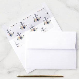 Nautical Anchors and Flowers Boho Envelope Liner