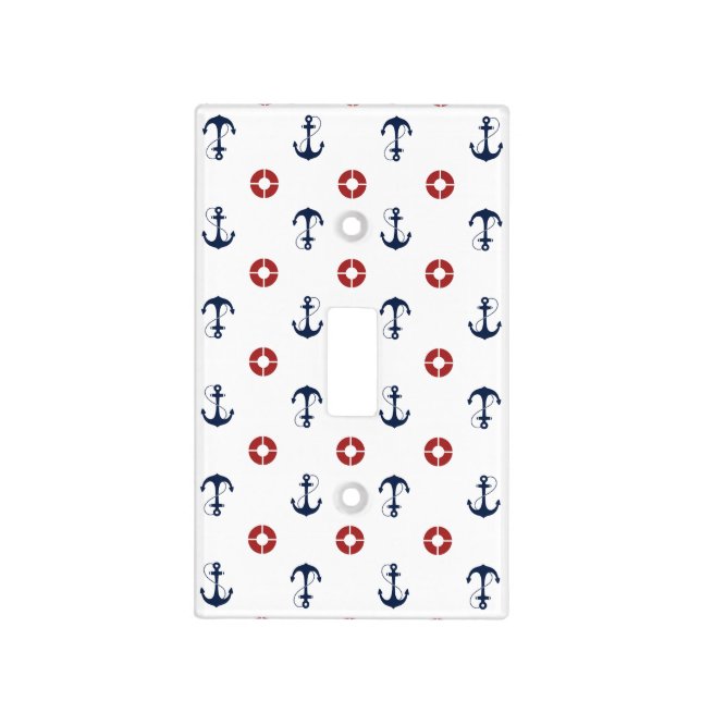 Nautical Anchors and Life Rings Light Switch Cover (Front)