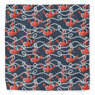Nautical Anchors And Rope Pattern Bandana