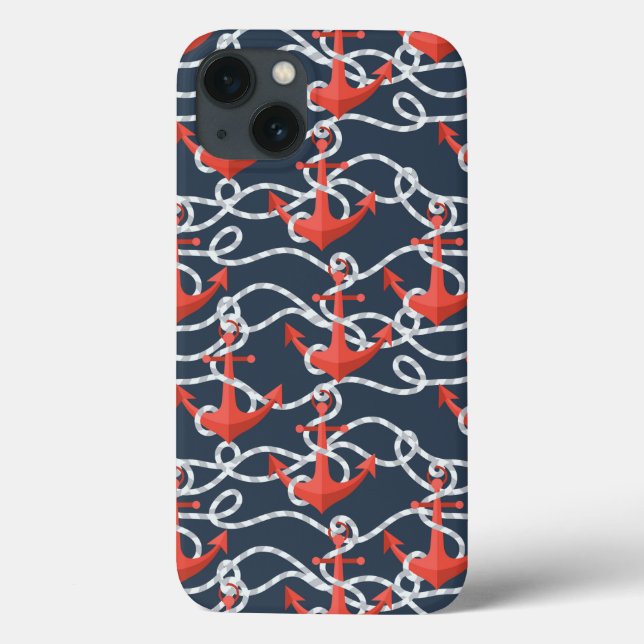 Nautical Anchors And Rope Pattern Case-Mate iPhone Case (Back)