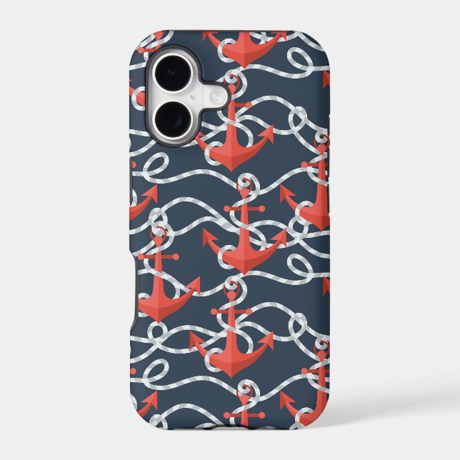 Nautical Anchors And Rope Pattern Iphone Case (Back)