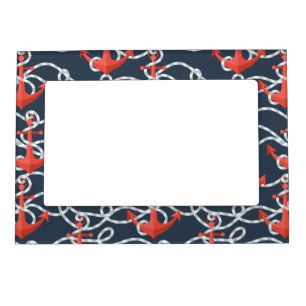 Nautical Anchors And Rope Pattern Magnetic Frame