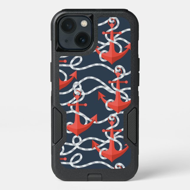 Nautical Anchors And Rope Pattern Otterbox iPhone Case (Back)
