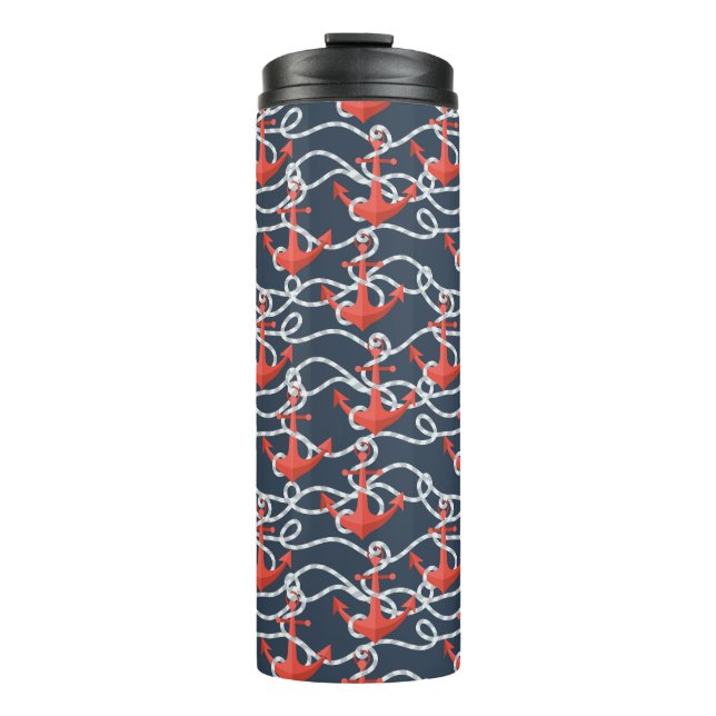 Nautical Anchors And Rope Pattern Thermal Tumbler (Front)