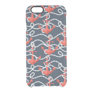 Nautical Anchors And Rope Pattern Clear iPhone 6/6S Case