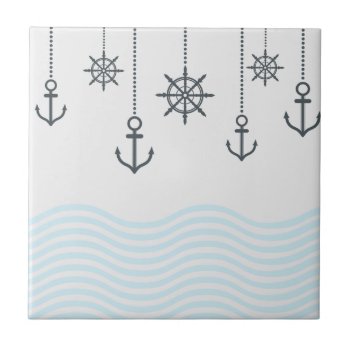 Nautical Anchors And Waves Tile by iroccamaro9 at Zazzle