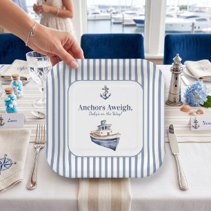 Nautical Anchors Aweigh Baby Shower Paper Plates