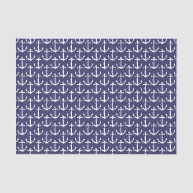 Nautical Anchors Aweigh Navy Tissue Paper (Front)