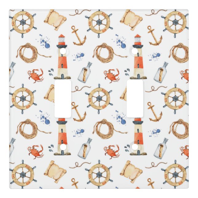 Nautical Anchors Baby Nursery Light Switch Cover (Front)