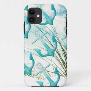 Nautical Anchors Beach Ocean Seaside Coastal Theme iPhone 11 Case