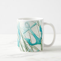 Nautical Anchors Beach Ocean Seaside Coastal Theme Coffee Mug