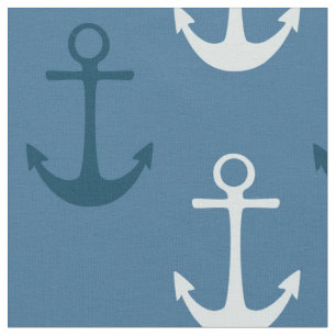 Nautical Anchors Blue Fabric