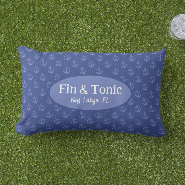 Nautical Anchors Custom Boat Name Lumbar Pillow Zazzle