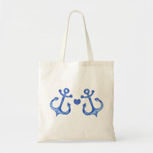 Nautical Anchors & Heart   Budget Tote Bag
