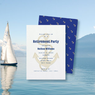 Nautical Anchors Navy Blue Custom Invitation