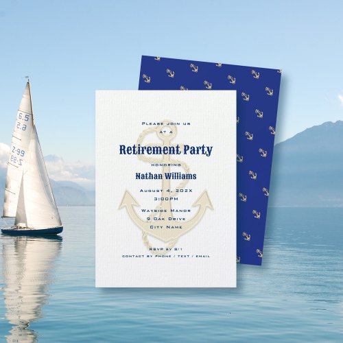 Nautical Anchors Navy Blue Custom Invitation