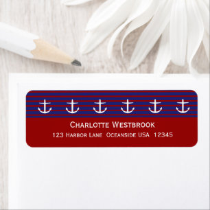 Nautical Anchors on Classic Stripe Personalized Label