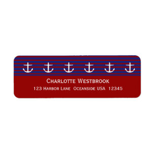 Nautical Anchors on Classic Stripe Personalized Label