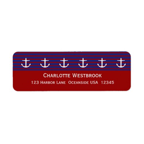 Nautical Anchors on Classic Stripe Personalized Label