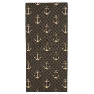 Nautical Anchors Pattern Theme Design Wood USB Flash Drive
