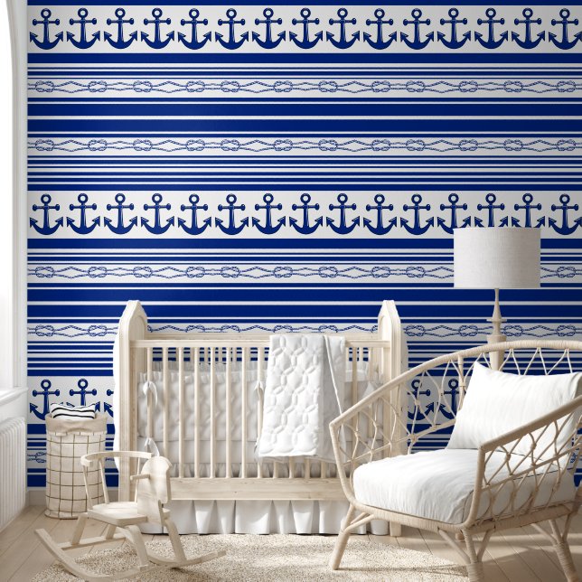 Nautical Anchors Ropes And Stripes Wallpaper (Kids)