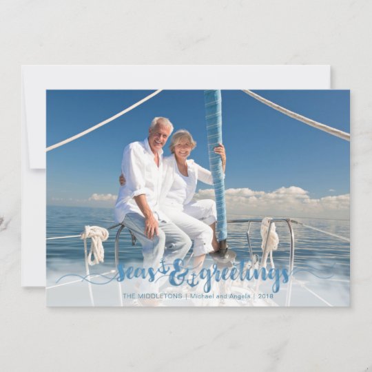 Nautical Anchors SEAsons Greetings | One Photo Holiday Card | Zazzle.com