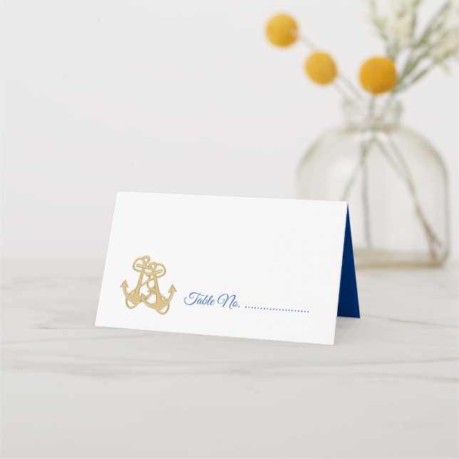 Nautical Anchors Seating Standing Escort  Place Card (Front)