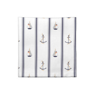Nautical Anchors Stripes and Sailboats Cloth Napkin