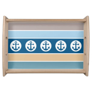Nautical Anchors & Stripes serving trays