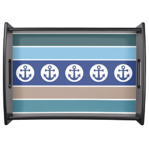 Nautical Anchors & Stripes serving trays