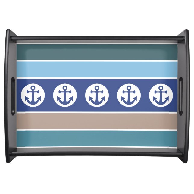 Nautical Anchors & Stripes serving trays (Front)