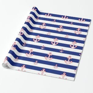 Nautical Anchors & Stripes Wrapping Paper