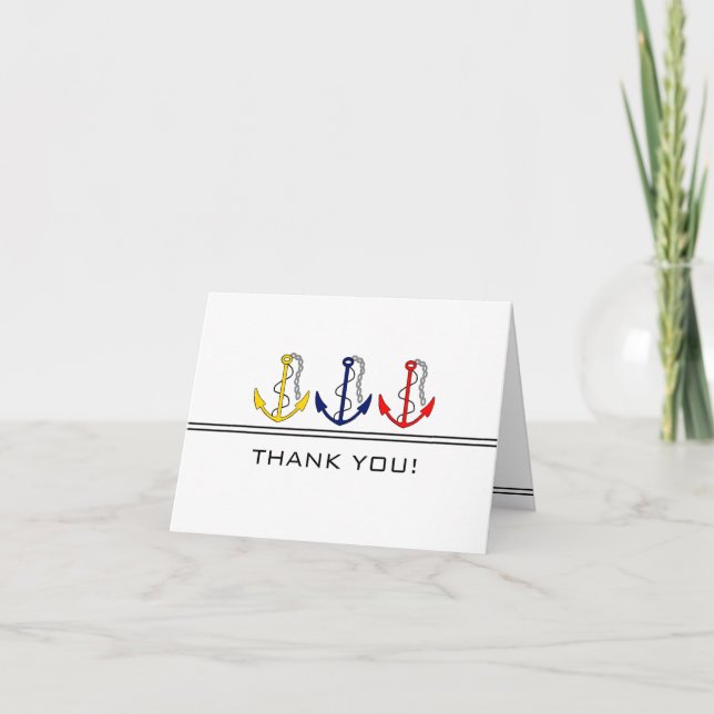 Nautical Anchors Thank You Card (Front)